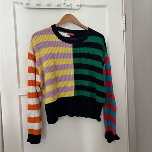 STAUD Colorblock Striped Sweater